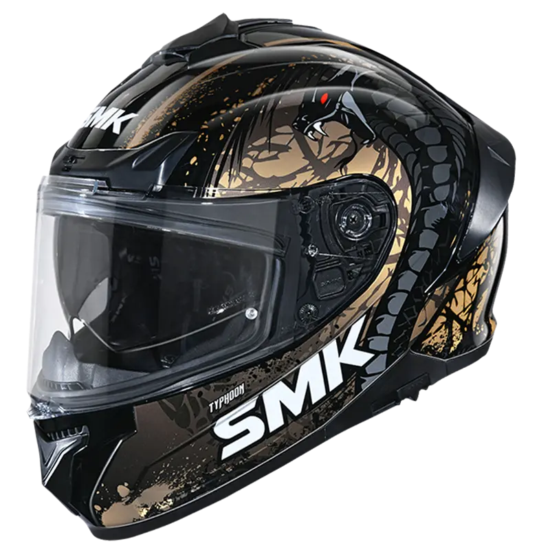 Smk Typhoon Reptile Gl277 Matt Black Gold Full-Face Helmet | Motovile Kuwait 1