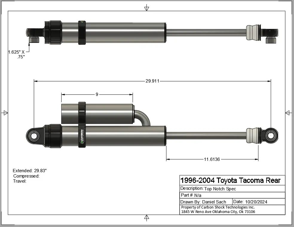 96-04 Tacoma Tna/Carbon Rear Shock  Set With Fabtech Or Rough Country 6''-8''  Lifts 1