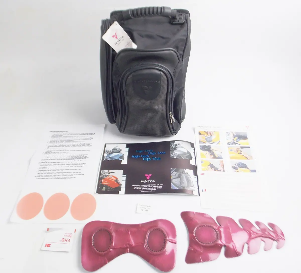 Vanessa 3113 Fuel Gas Tank Leather Bag/Backpack Luggage Black Magnetic Honda Bmw 1