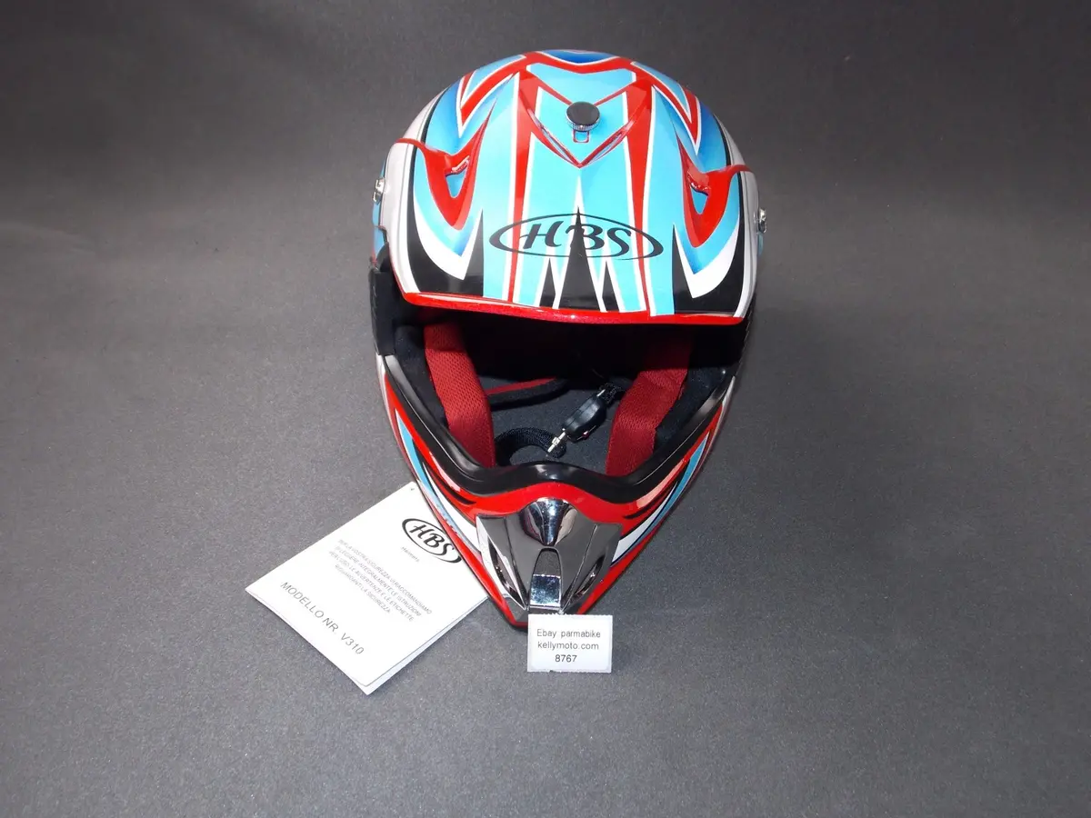 Hbs Enduro Motocross Tourquoise Red Motorcycle Helmet Size S 49-50 Model Nr-V310 1
