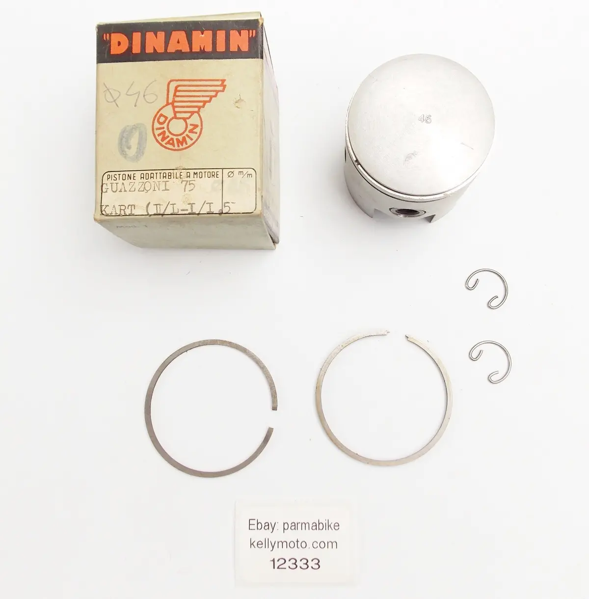 Nos Dinamin Piston  + Pin + Rings + Clips Set Cpl  46 Mm Guazzoni 75Cc Kart 1