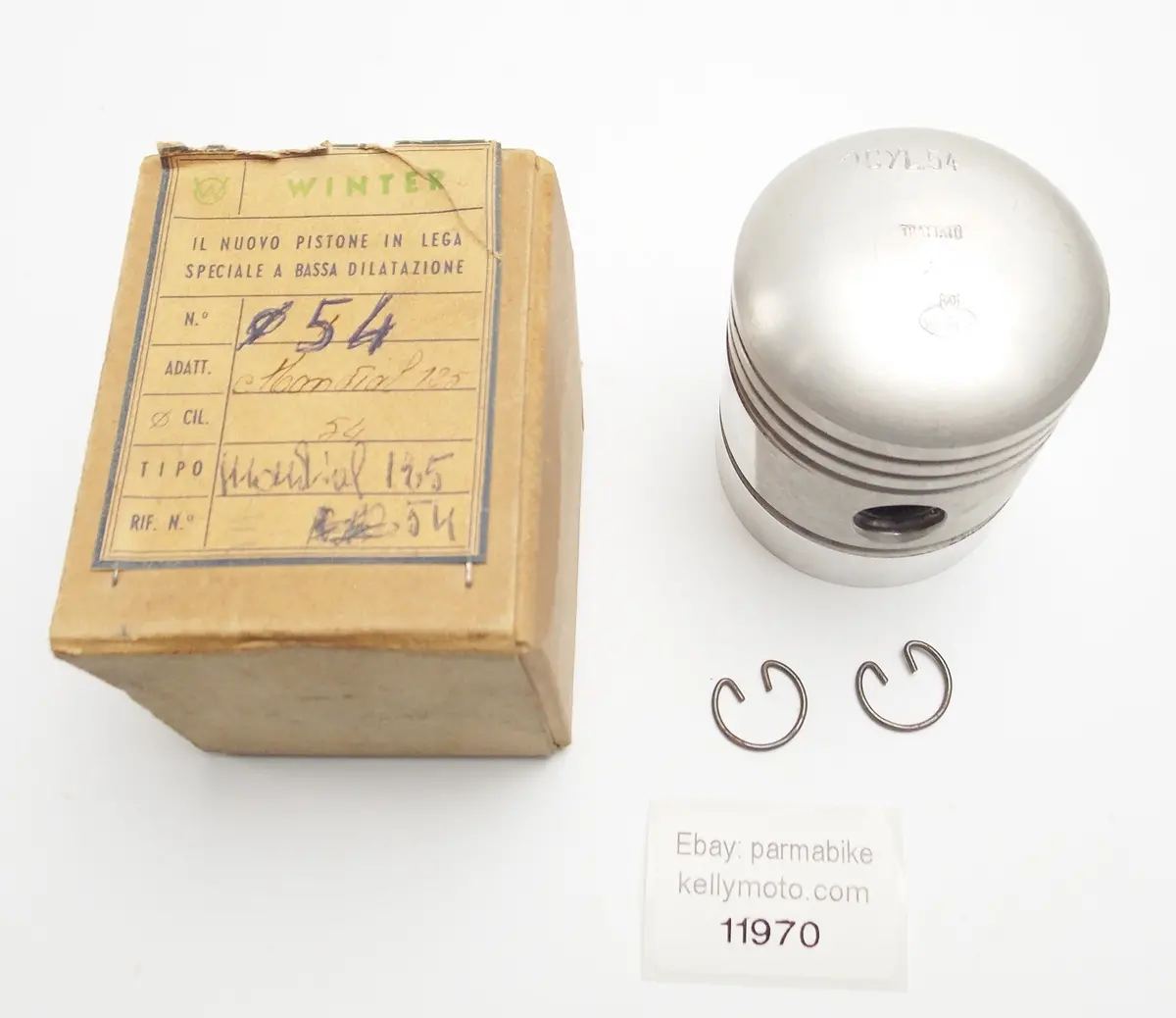 Nos Winter Mondial 125 Cc Piston + Clips Set Diameter 54 Mm 1