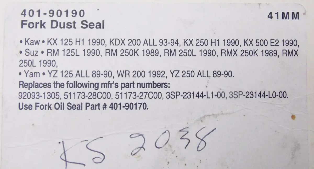 Flanders Fork Dust Seals Yamaha 1989-90 Yz 125 Kawasaki 1990 Kx 125 401-90190 2