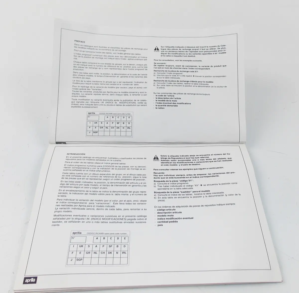 Aprilia Motó 6.5 Spare Parts Catalog Book English/French/German/Spanish 420T 2