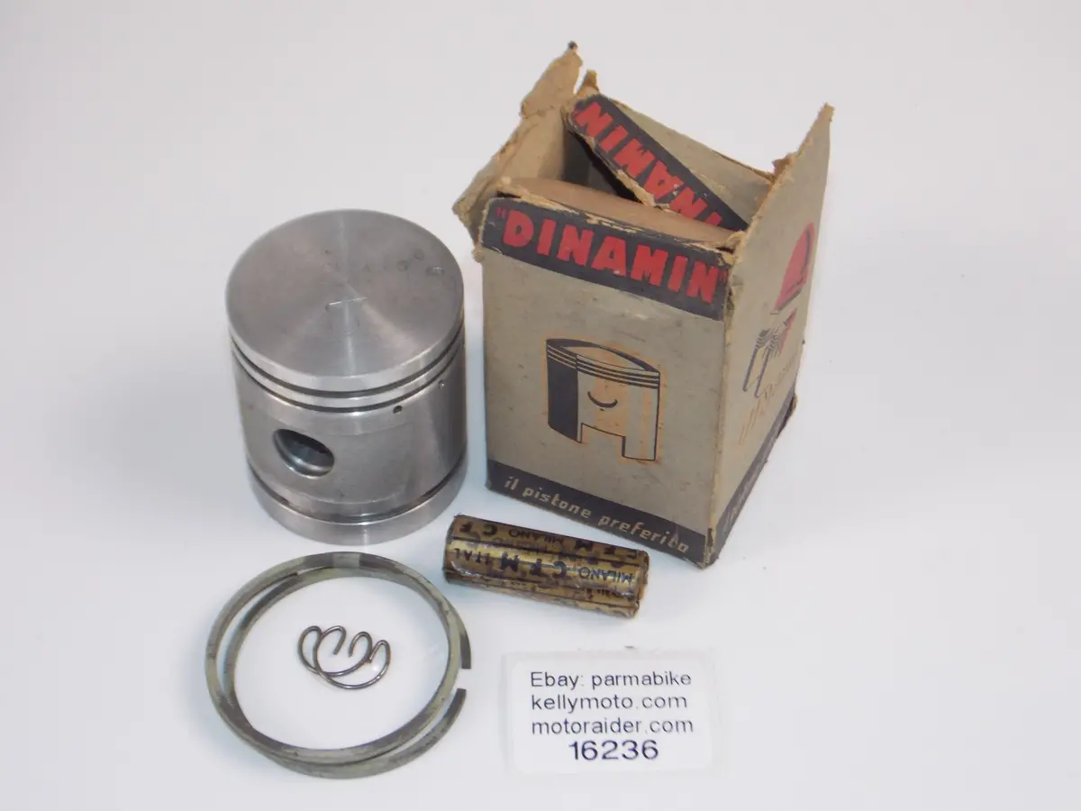 Nos Dinamin 56 Piston 46.8Mm+13.5Mm Pin+Rings+Circlips Vintage Italy #16236 1