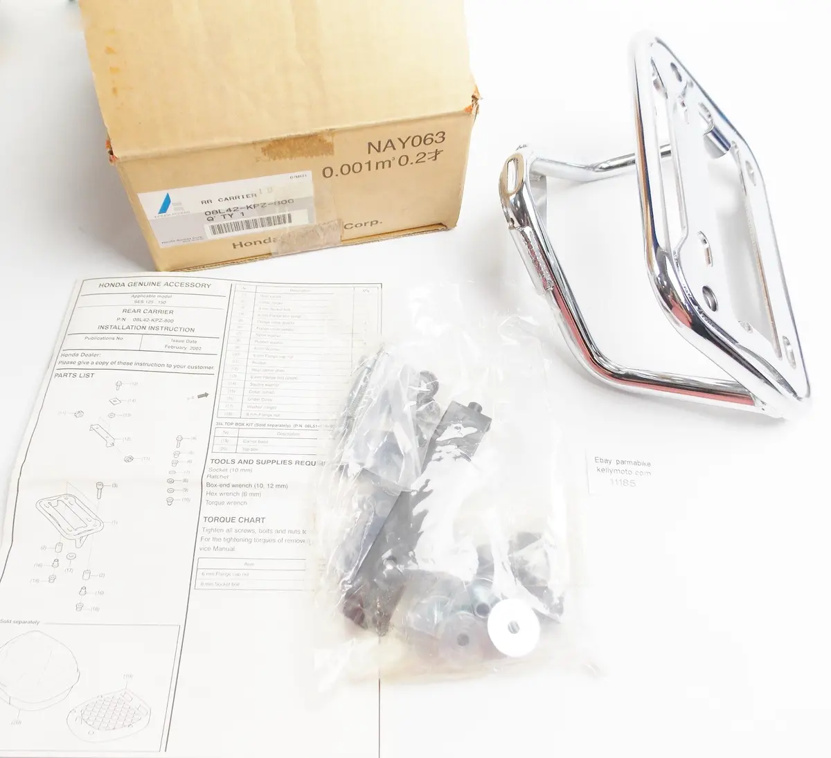 Oem Honda Cbf500, Cbf600, Ses125, Ses150, Xl125 Rear Carrier 08L42-Kpz-800 1