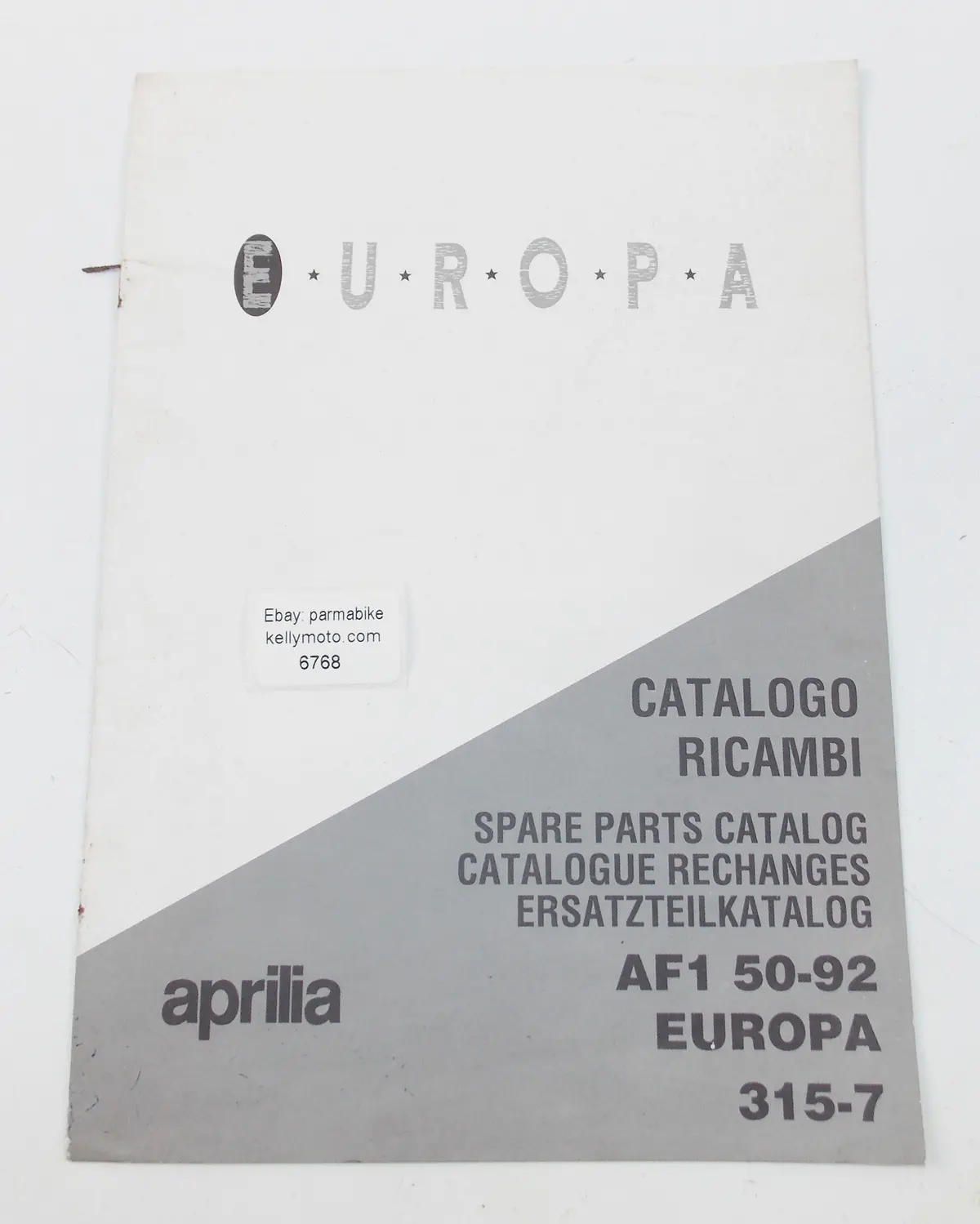 1992 Aprilia Af1 50 Europa Spare Parts Catalog Supplement Manual Book 315-7 1