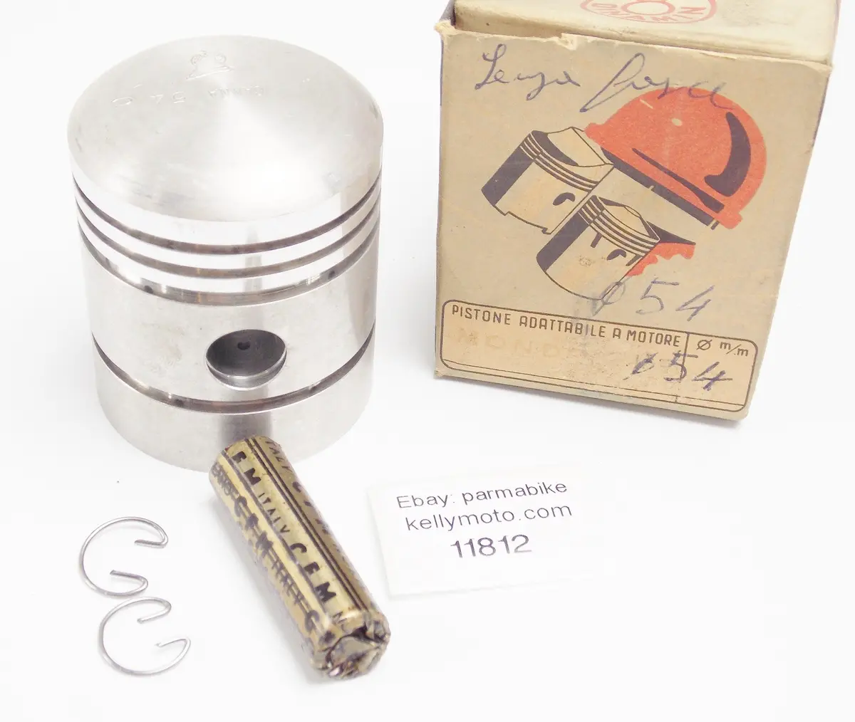 Nos Dinamin Piston + Pin + Clips Diameter 54 Mm F.B. Mondial 125 Cc 1