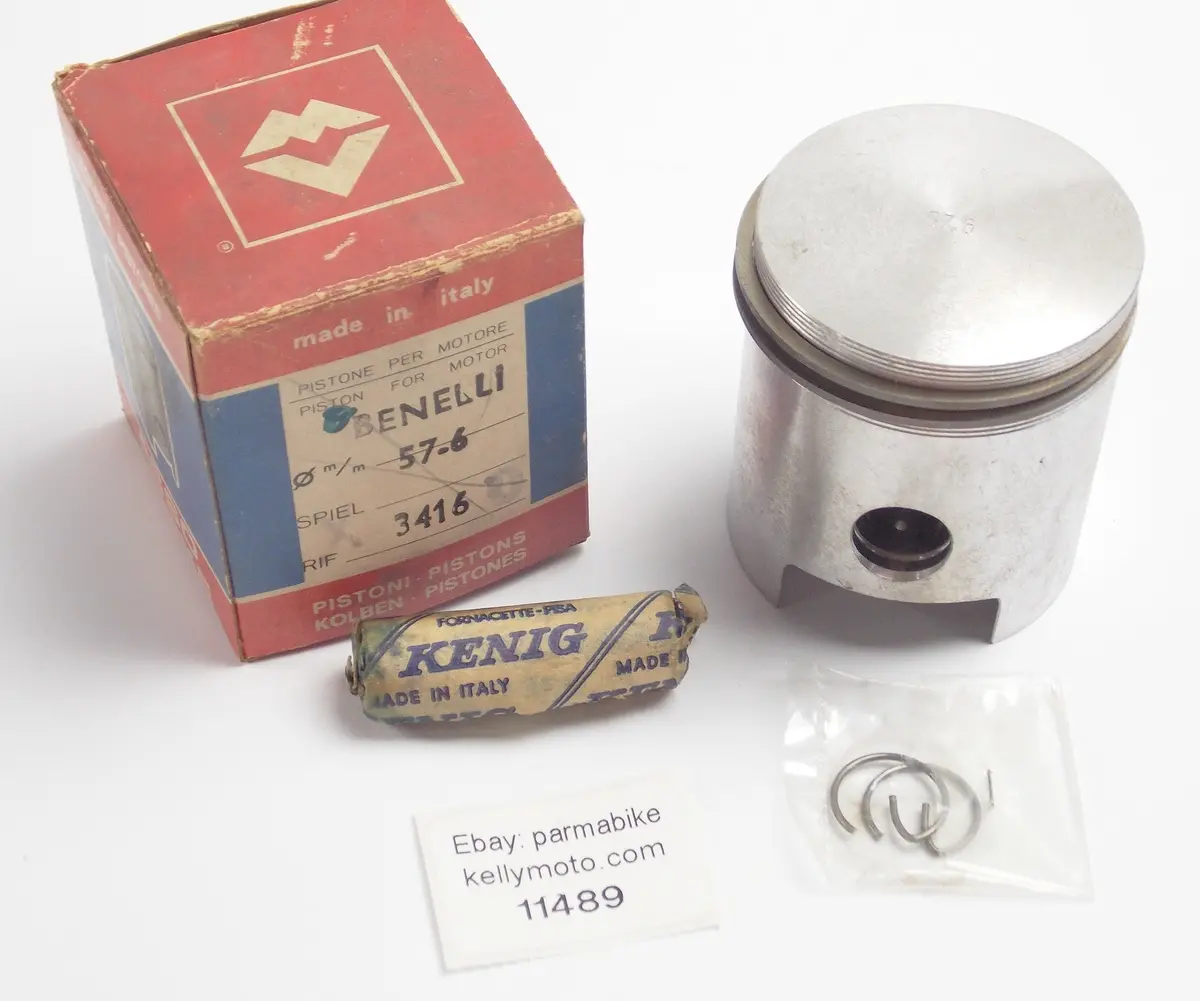 Nos Asso Werke 3416 Piston + Pin + Clips D. 57.6 Mm Benelli Moto 1
