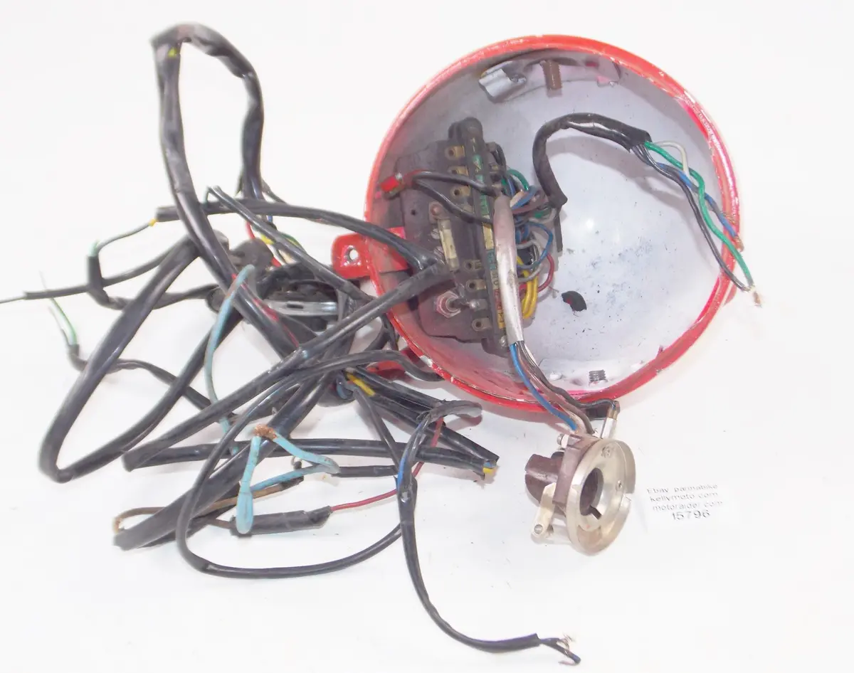 1959 Gilera Giubileo 98 Headlight Shell+Bulb Socket+Switch+Electric Wire Harness 1