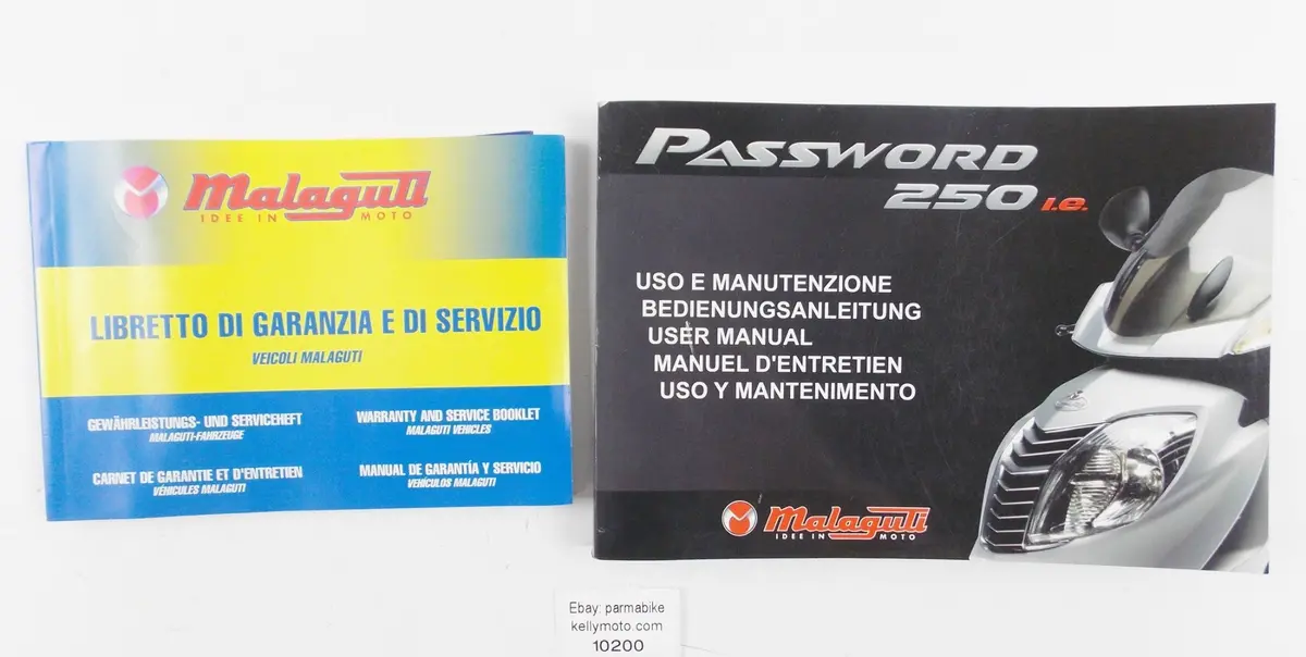 Oem Malaguti Scooter Password 250 Ie User Owner Manual + Warranty Book 1