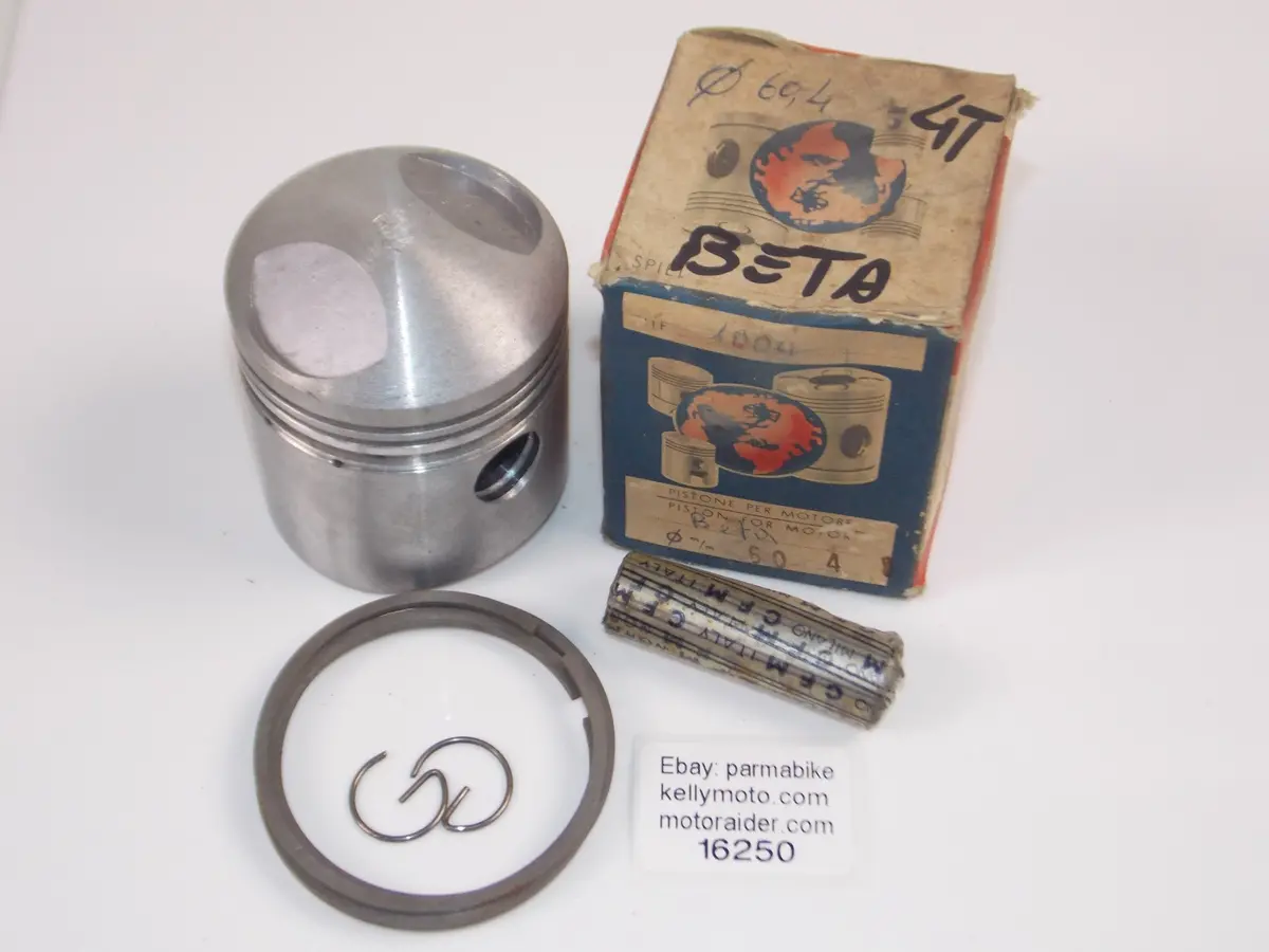 Nos Asso Werke 963 Beta 4T Piston 60.4Mm + 16Mm Pin + Circlips + Rings 16250 1