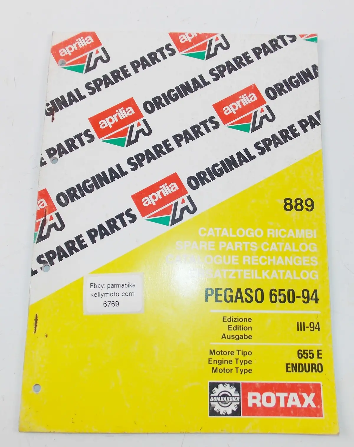1994 Aprilia Pegaso 650 Edition Iii Engine 655E Enduro Spare Parts Catalog Book 1