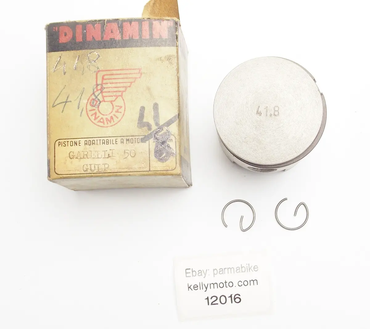 Nos Asso Werke Piston + Rings + Clips Diameter 41.8 Mm Garelli 50 Cc Gulp 1