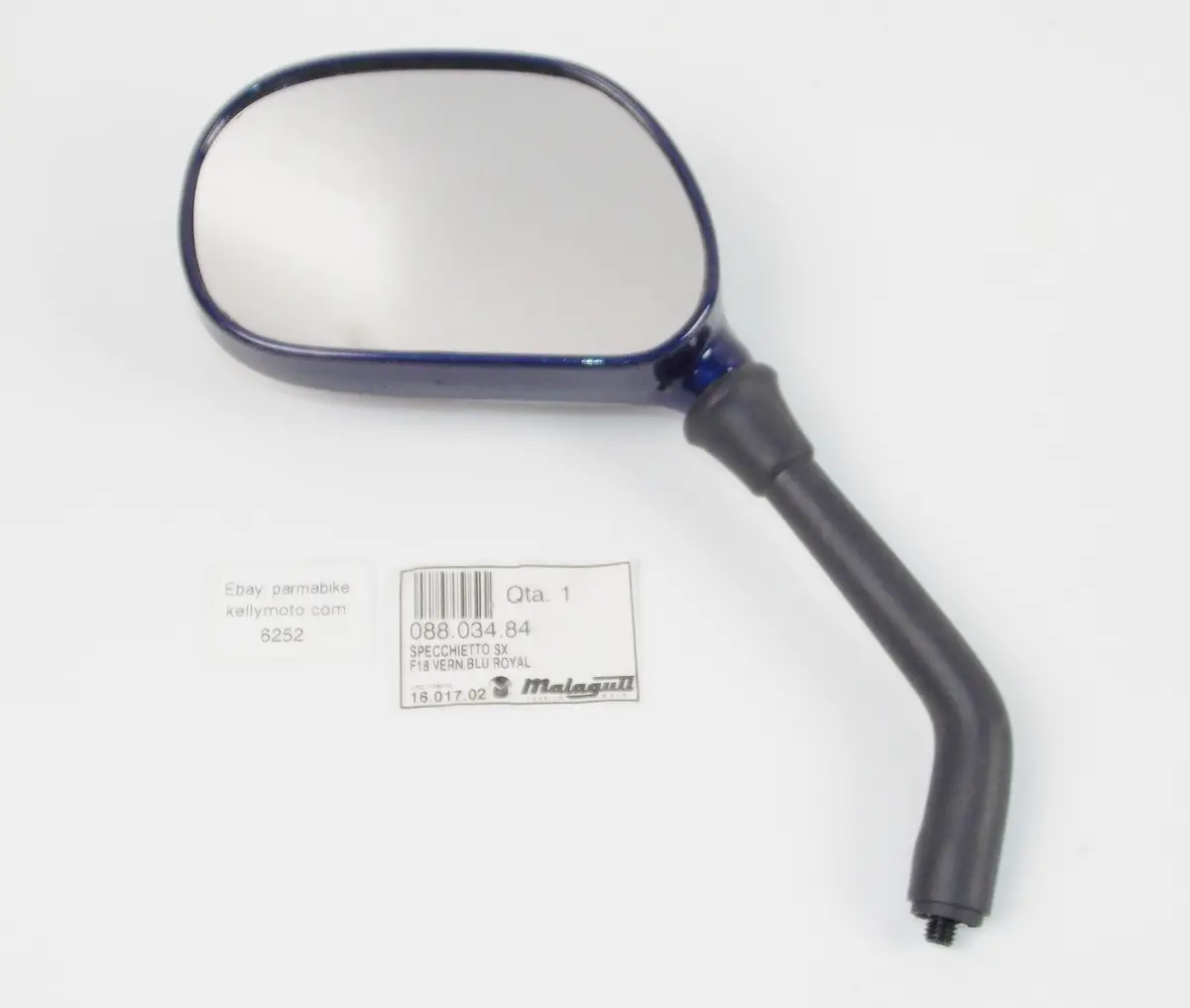 Nos Oem Malaguti F18 Left Side Rear View Mirror Blue 088.034.84 | 08803484 1