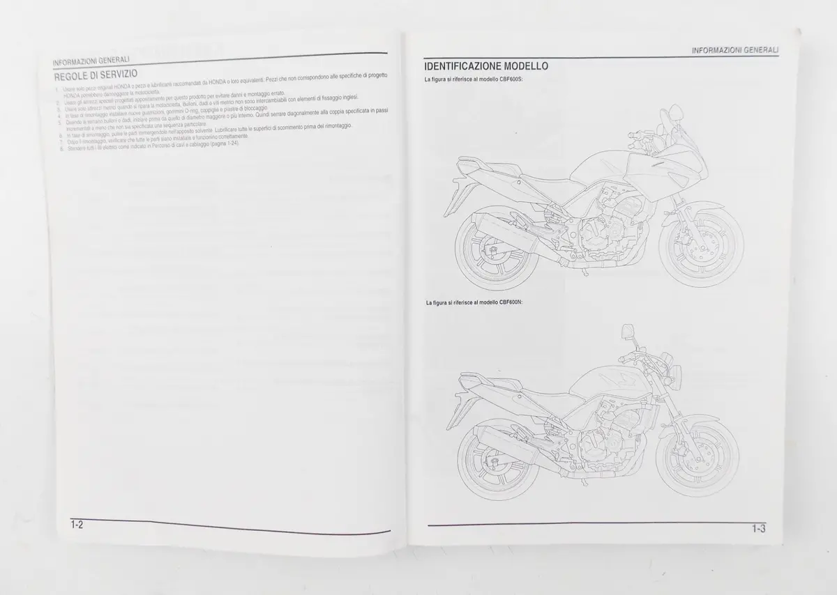 Honda Cbf600s/Sa/N/Na Workshop Manual Reapir Book Italian 2
