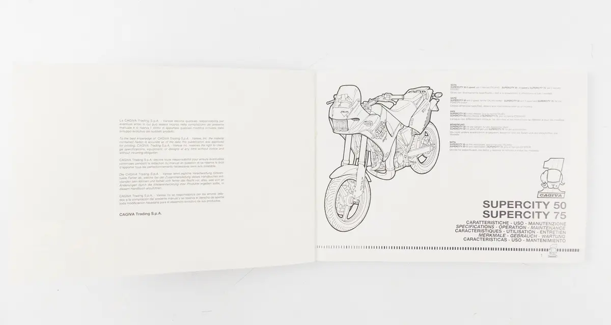 Cagiva 1993 Super City 50/Super City 75 Owner User Manual Book 800072062 2