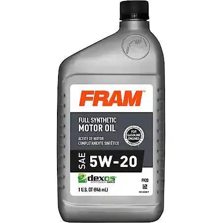 Fram Full Synthetic 5W-20 Motor Oil: 1 Quart #F920 1