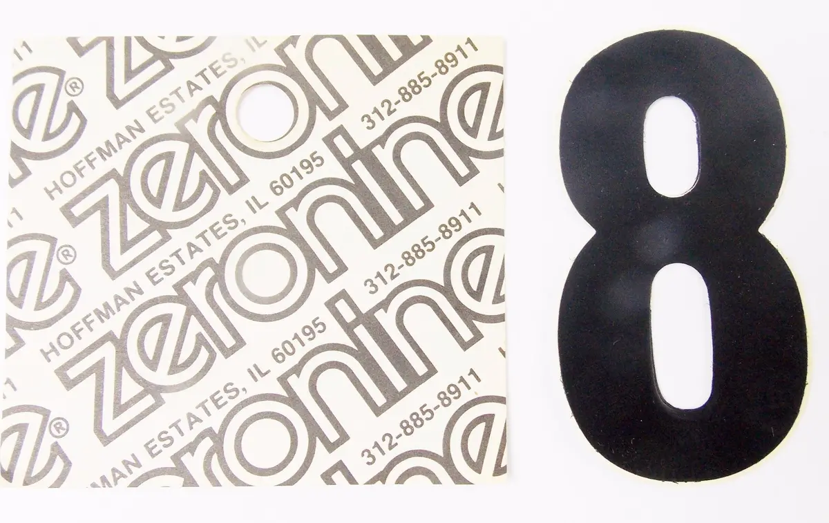 Zeronine Helmet Black Number "8" Sticker Set Of 2 H=3 1/8" Racing Decal Street 1