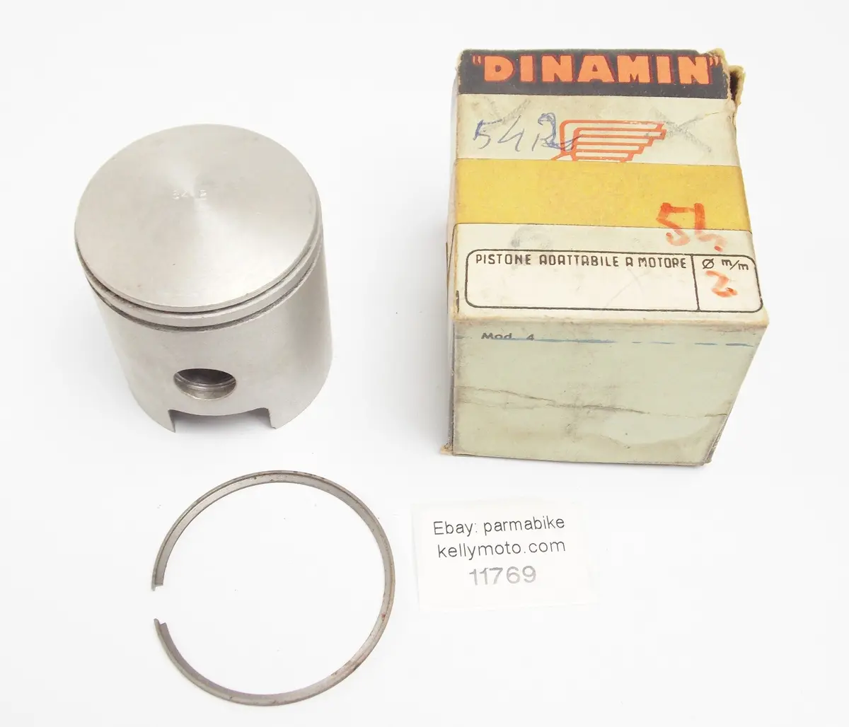 Nos Dinamin Piston + Ring + 14Mm Pin Diameter 54.2 Mm Moto Morini 125 Cc 1