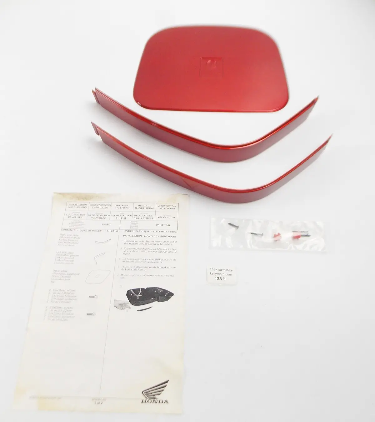 Oem Honda 2000 Transalp Luggage Top Box Panel Trim Plate Kit Red 08F86-Mcb-840 1