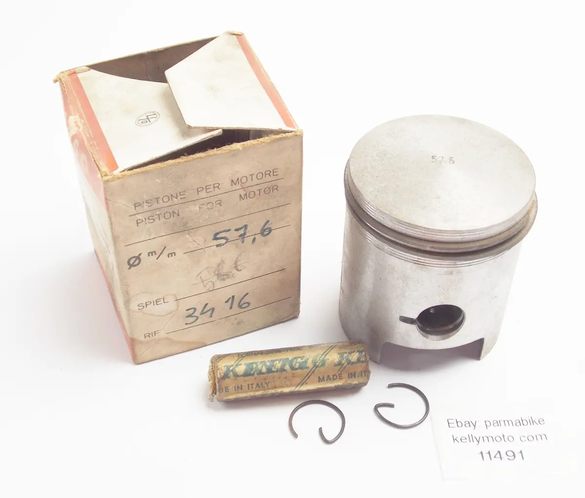Asso Werke 3416 Piston + Rings + Pin + Clips Set Cpl. D. 57.6 Mm Benelli Motor 1