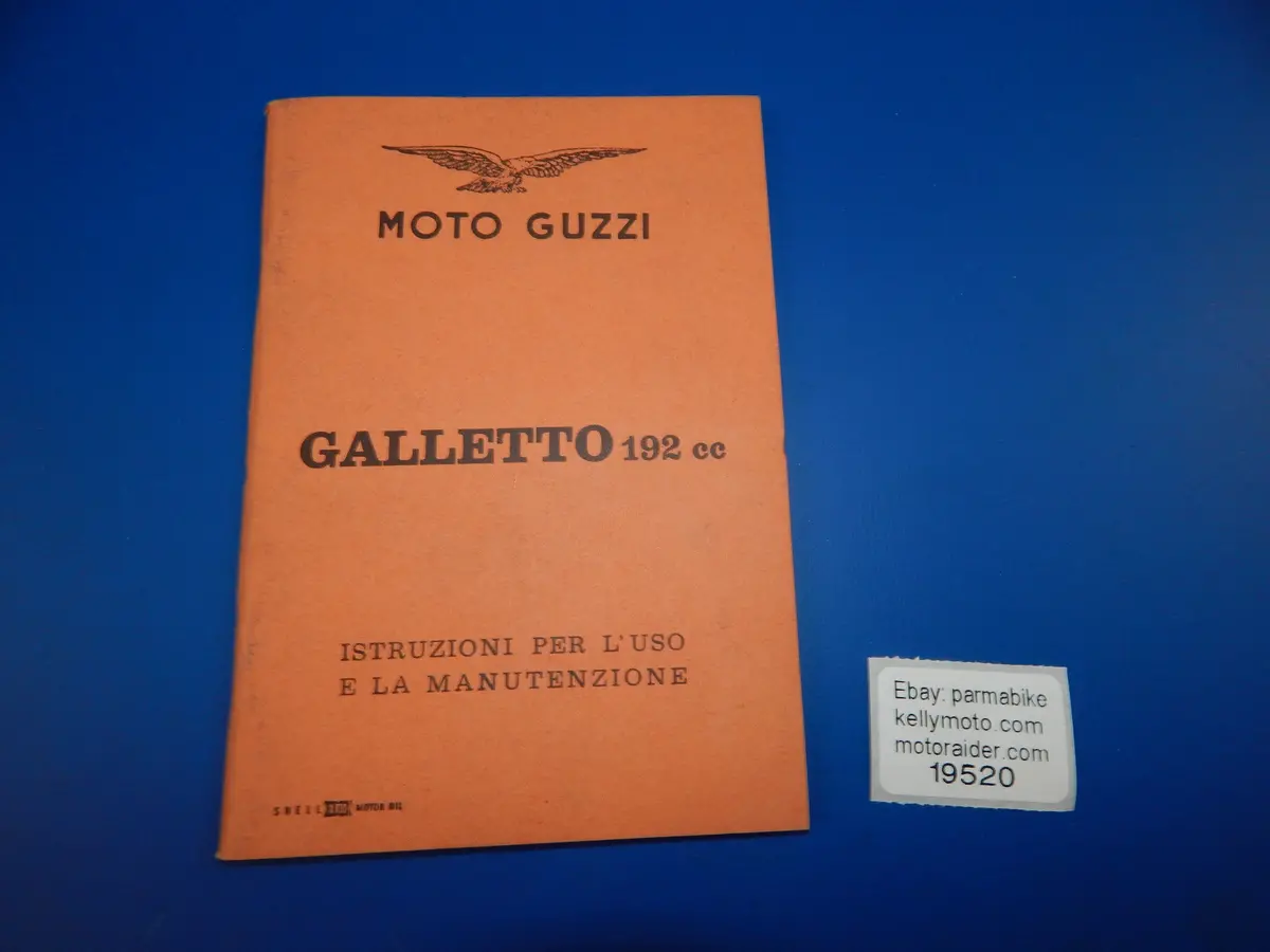 1959 Moto Guzzi Galletto 192Cc Owner Manual Maintenance Book Italian Vintage 1
