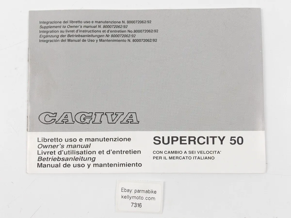 Cagiva 1993 Super City 50 Owner User Book Manual 80077055 1