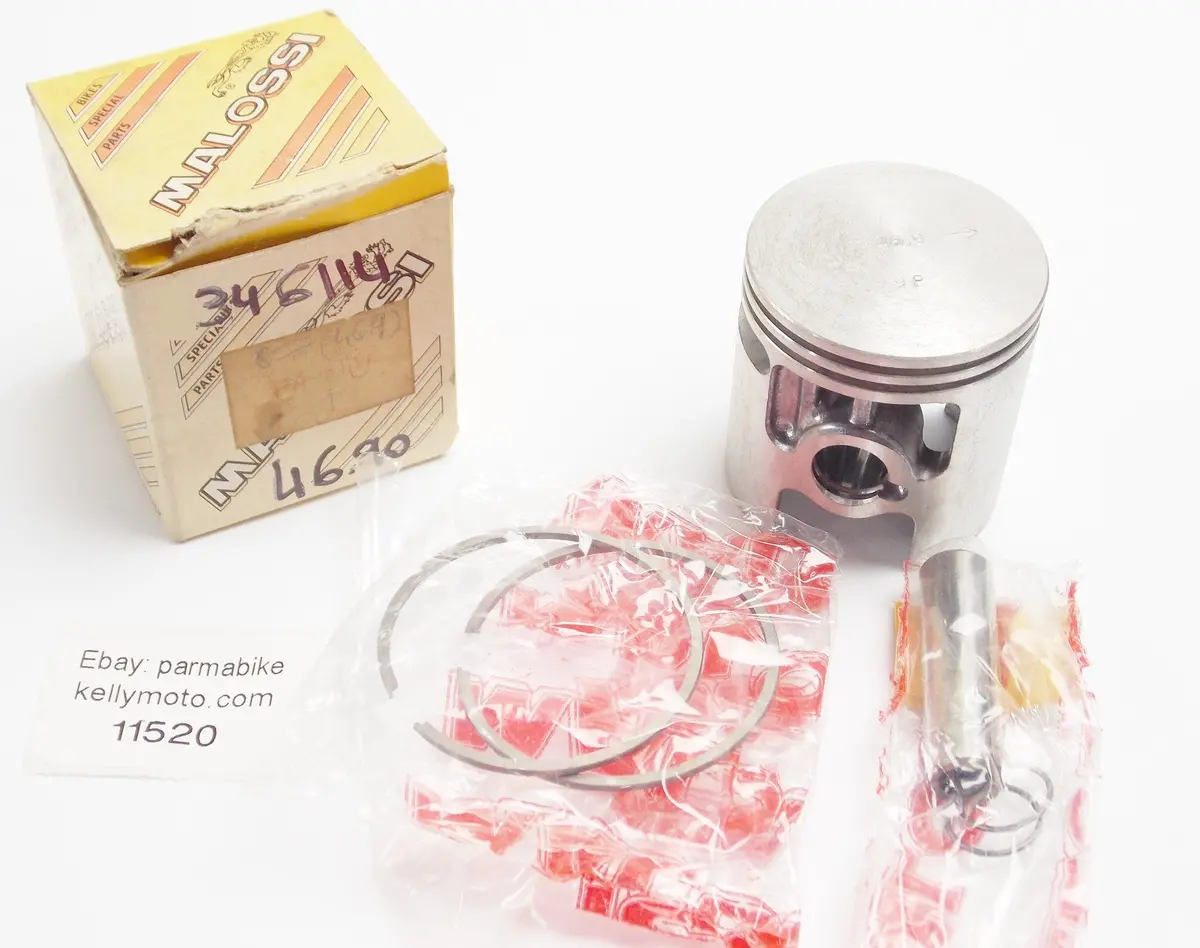 Nos Malossi 346114 Piston+Pin+Rings+Clips Set Cpl D 46.9Mm Piaggio Ciao/Si/Boxer 1