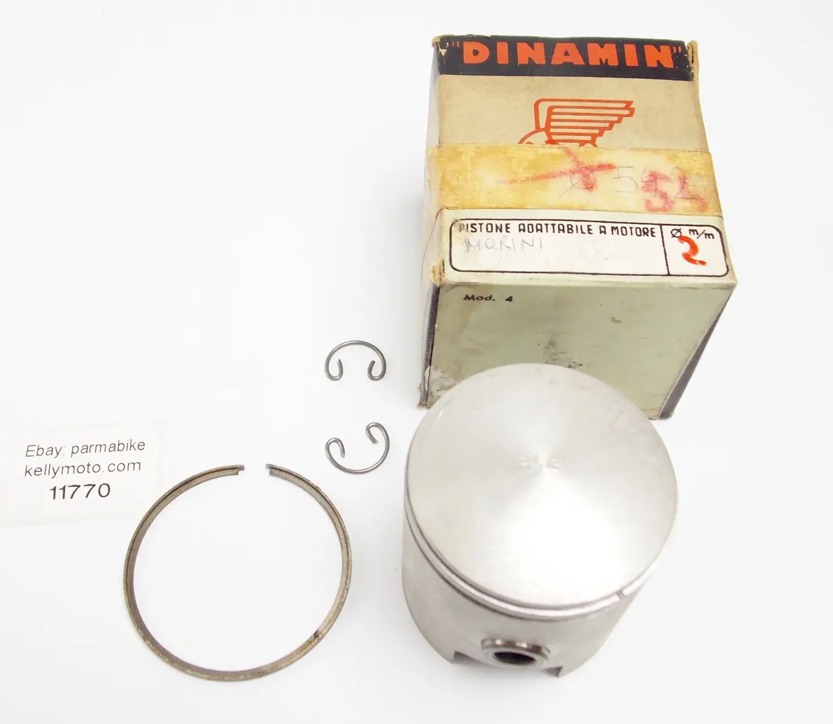 Nos Dinamin Piston + Ring + Pin + Clips D. 54.2 Mm Moto Morini 125 Cc 1