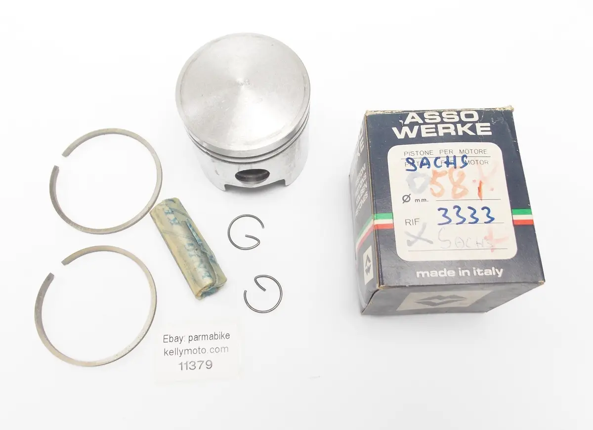Nos Asso Werke 3333 Piston + Pin + Rings + Circlips Set Cpl. D. 58 Mm Sachs 1