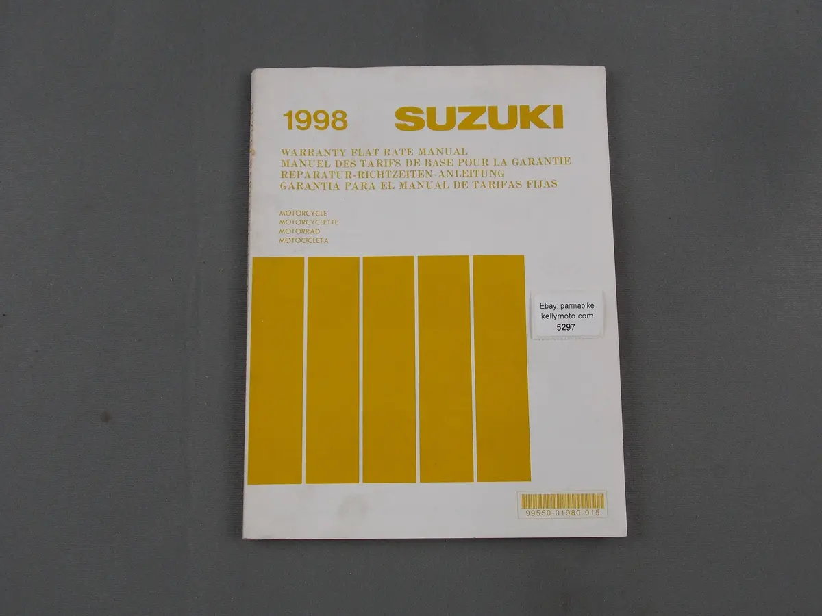 Suzuki 1998 Warranty Flat Rate Manual Book English German French 99550-01980-015 1
