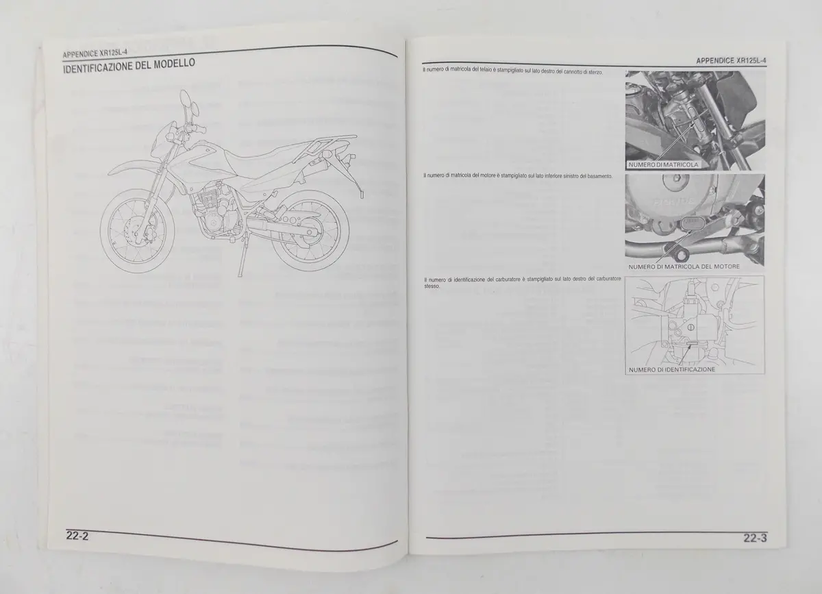 Honda Xr125l Workshop Manual Repair Book Italian 38 Pages 2