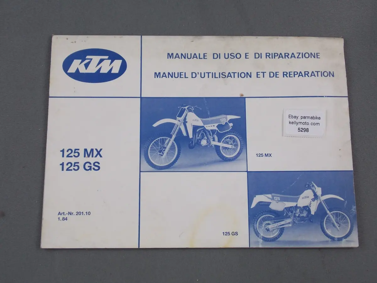 1984 Ktm Mx125 Gs125 User And Repair Manual Book Italian French 201.10.1.84 1