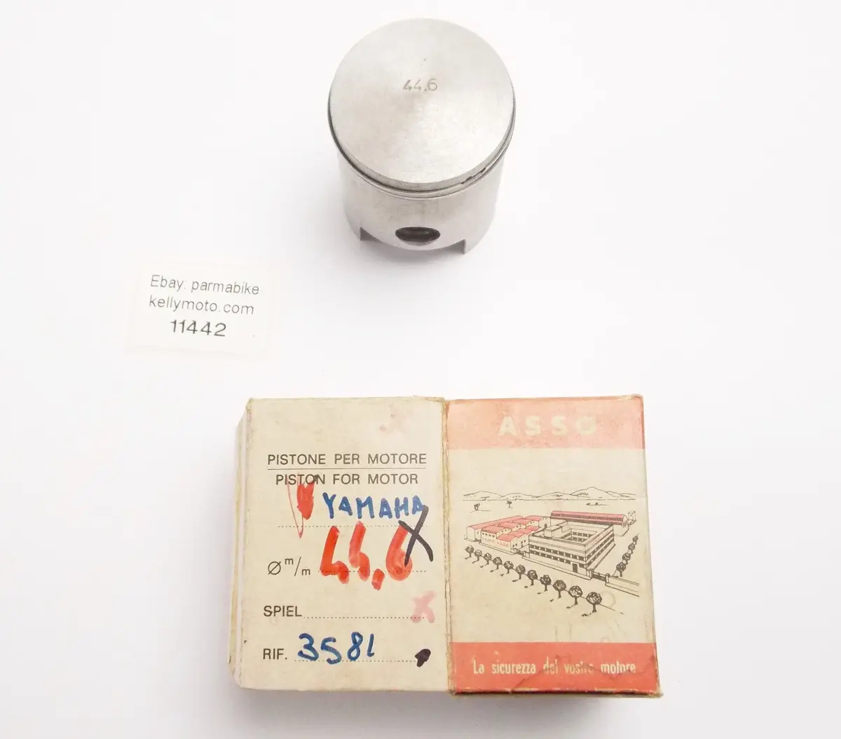 Nos Asso Werke 3581 Piston + Rings D.=44.6 Mm Yamaha 125Cc 2 Stroke Motor Engine 1