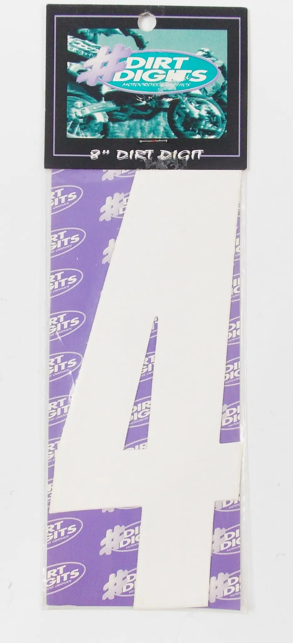 Front/Side Panel 8" White Number Sticker Set "4" Motocross Enduro Street Racing 1