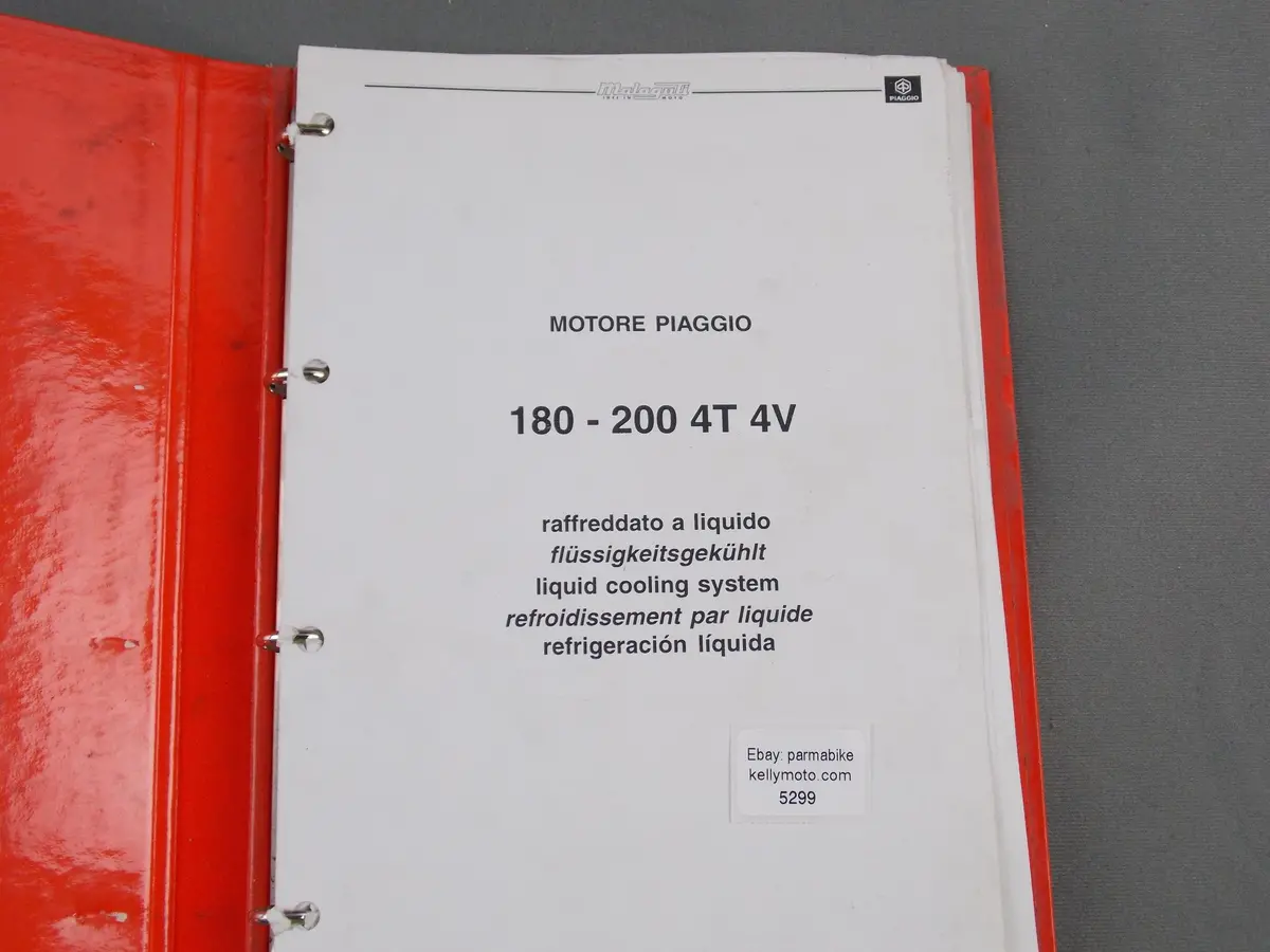 Malaguti Piaggio 180-200 4T 4V Liquid Cooled Workshop Book Manual Italian German 1
