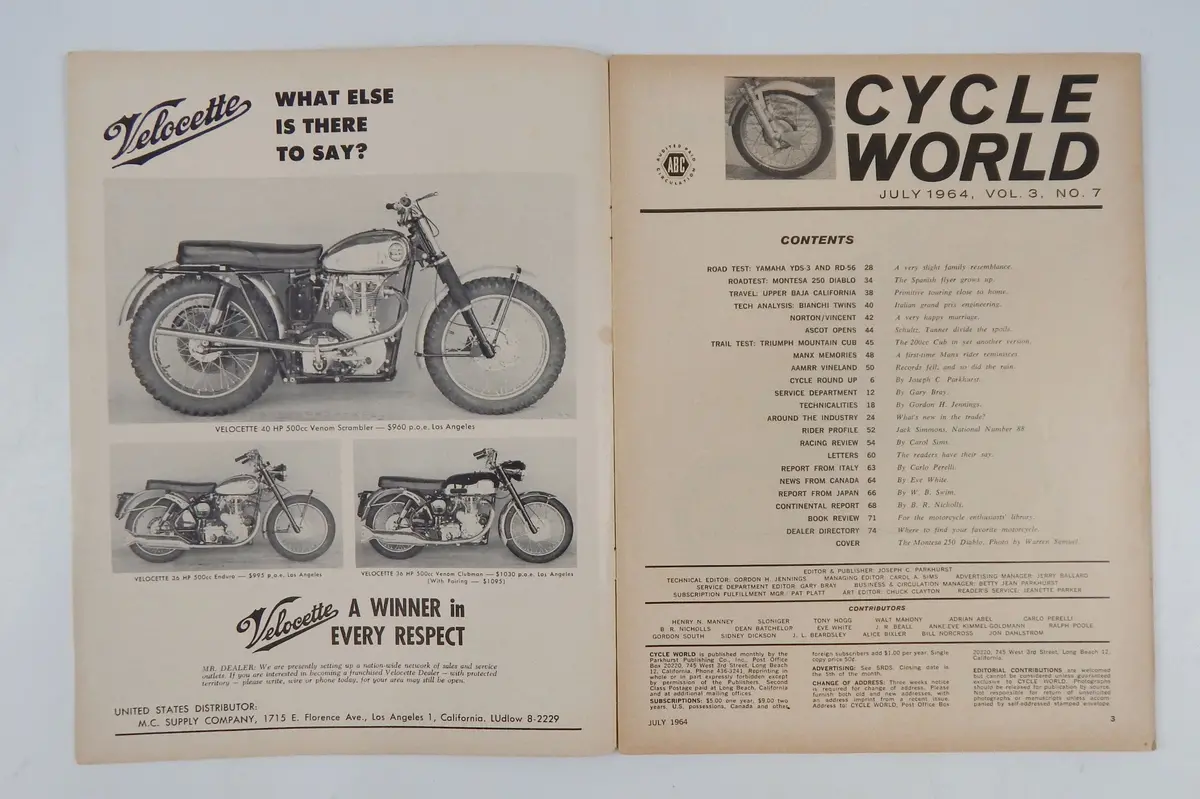 Cycle Word Magazine July 1964 Road Test Yamaha Yds-3/Rd-56 Montesa 250 Diablo 2