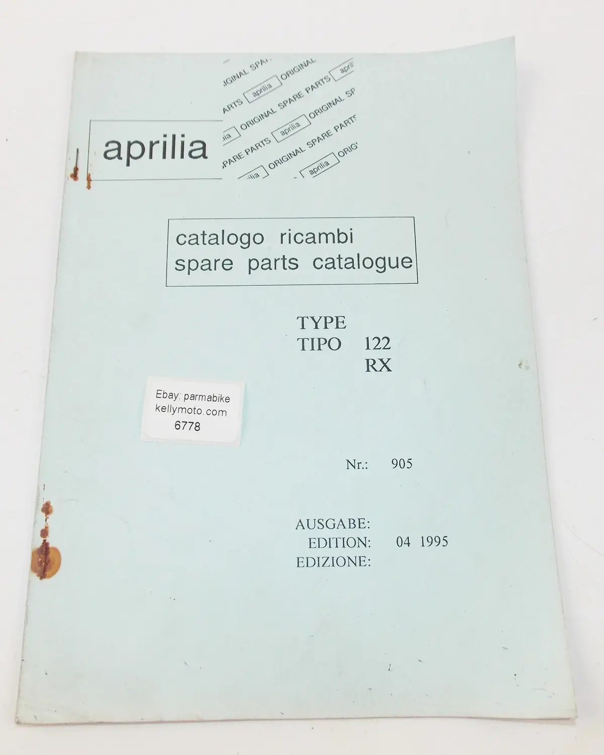 Aprilia '95 122 Rx Spare Parts Catalog Book Manual English/French/German/Spanish 1