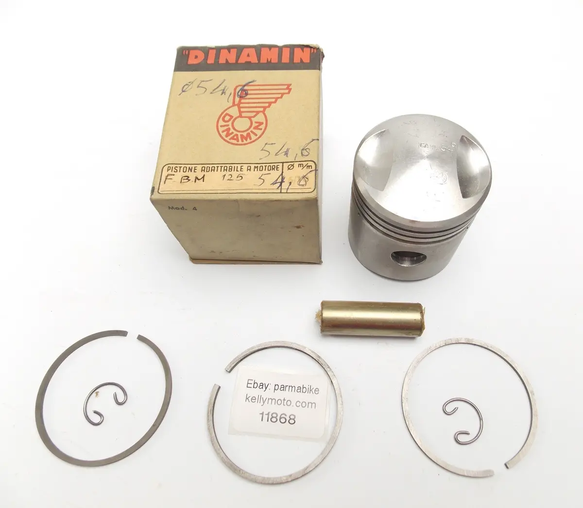 Nos Dinamin Piston+Rings+Pin+Clips Set Cpl. D. 54.6 Mm F.B. Mondial 125Cc Motor 1