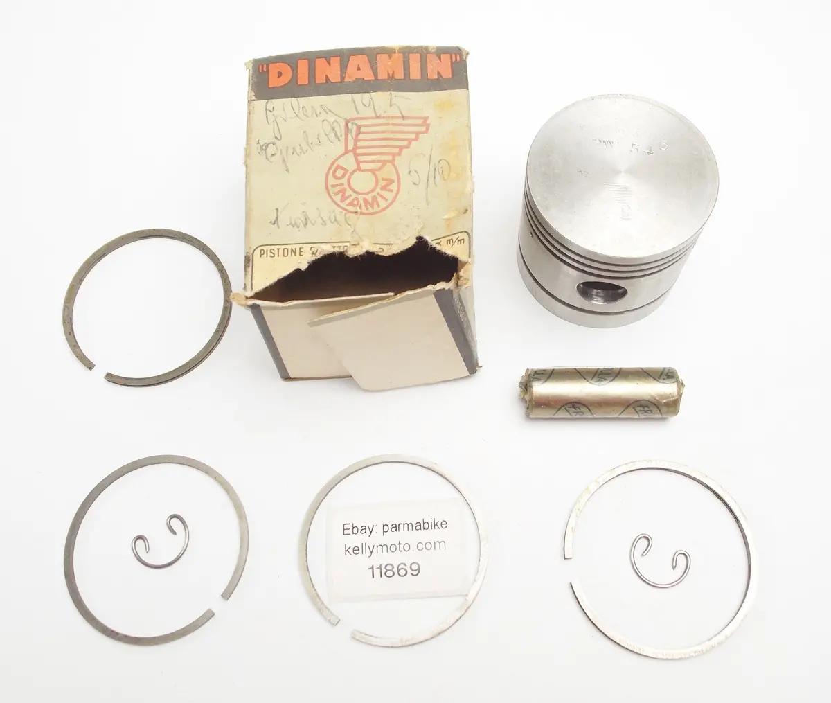 Nos Dinamin Piston + Rings + Clips Set Cpl. D=54.6 Mm Gilera 125 Giubileo Motor 1