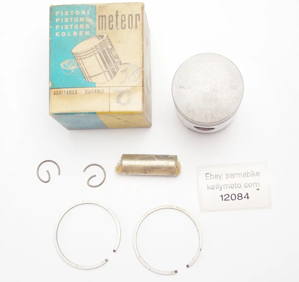 Nos Meteor Piston + Rings + Pin + Clips Set Cpl. D. 38 Mm Height 51 Mm 1
