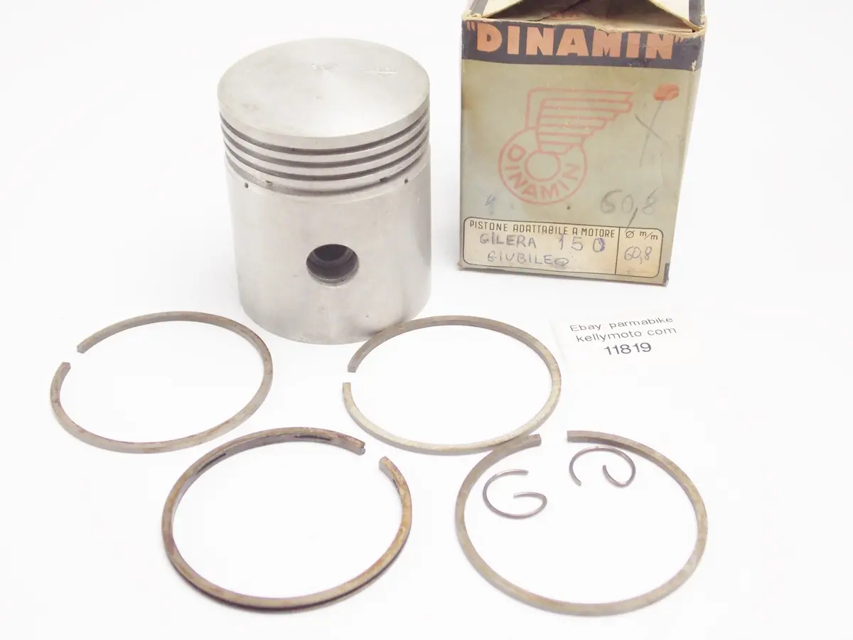 Nos Dinamin Piston + Pin + Rings + Clips Set Cpl 60.8 Mnm Gilera 150 Cc Giubileo 1