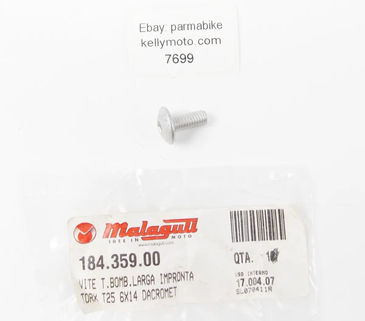 Nos Oem  2007 Malaguti Xtm50 Enduro Fuel Tank Screw Torx T25 6X14 184.359.00 1