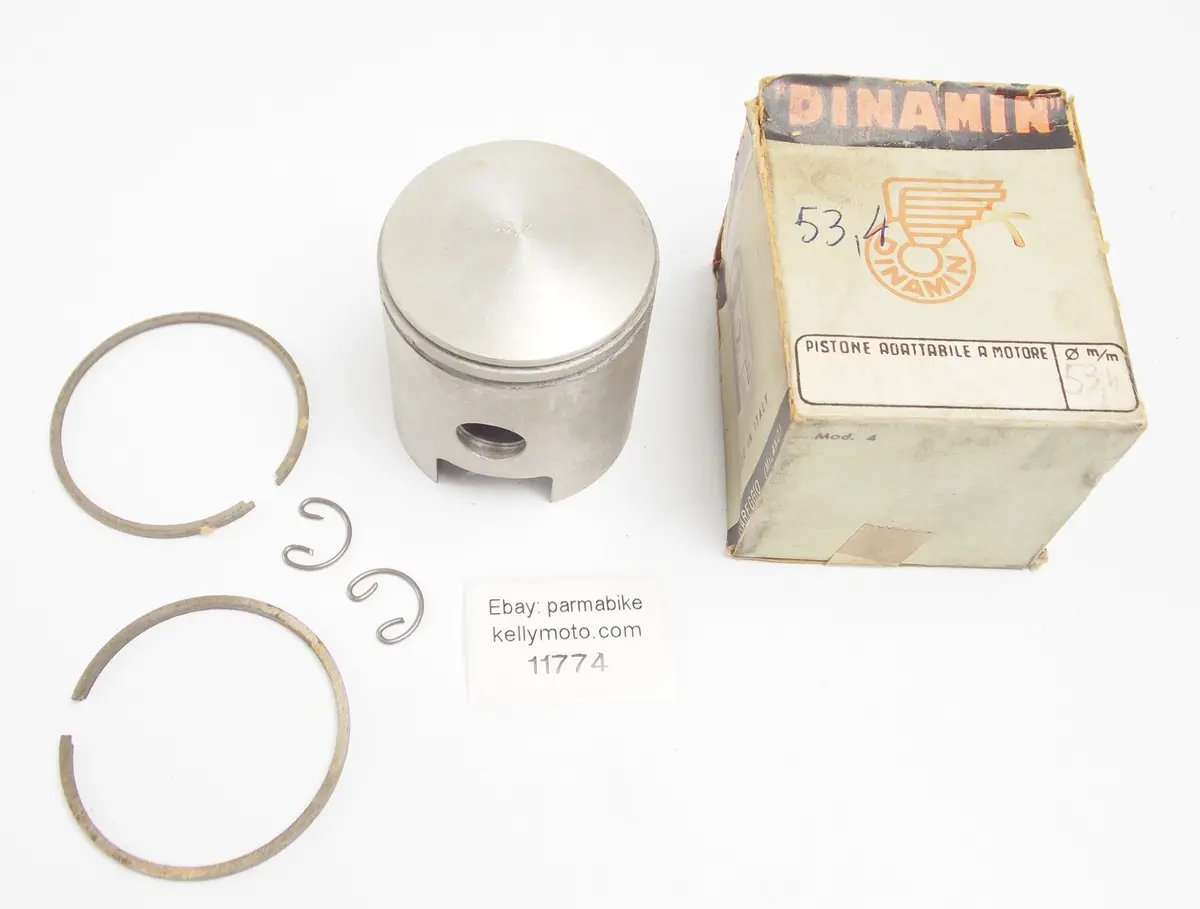 Nos Dinamin Piston + Rings + Pin + Clips Set Cpl. D. 53.4 Mm Moto Morini 125 Cc 1
