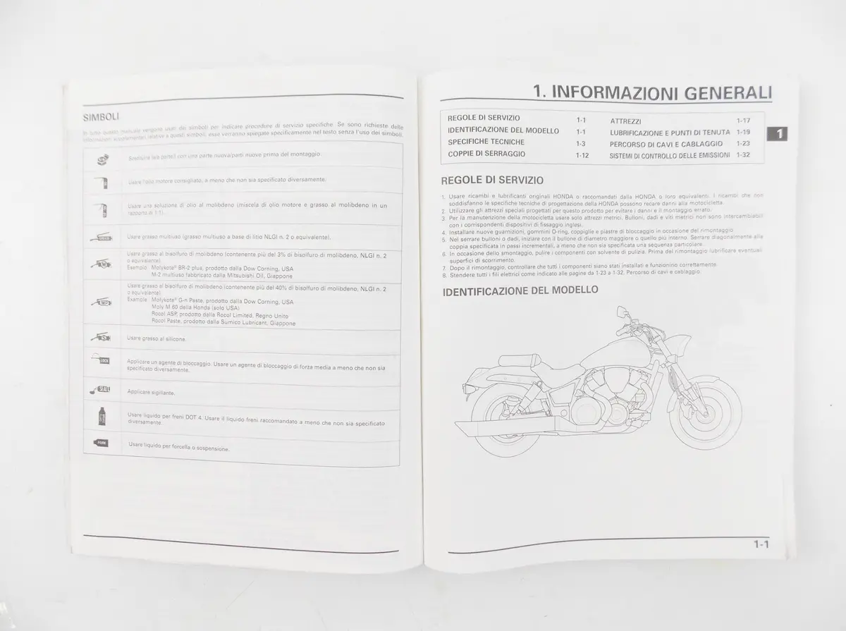 Honda Vtx1800c2 Workshop Manual Repair Book Italian 2