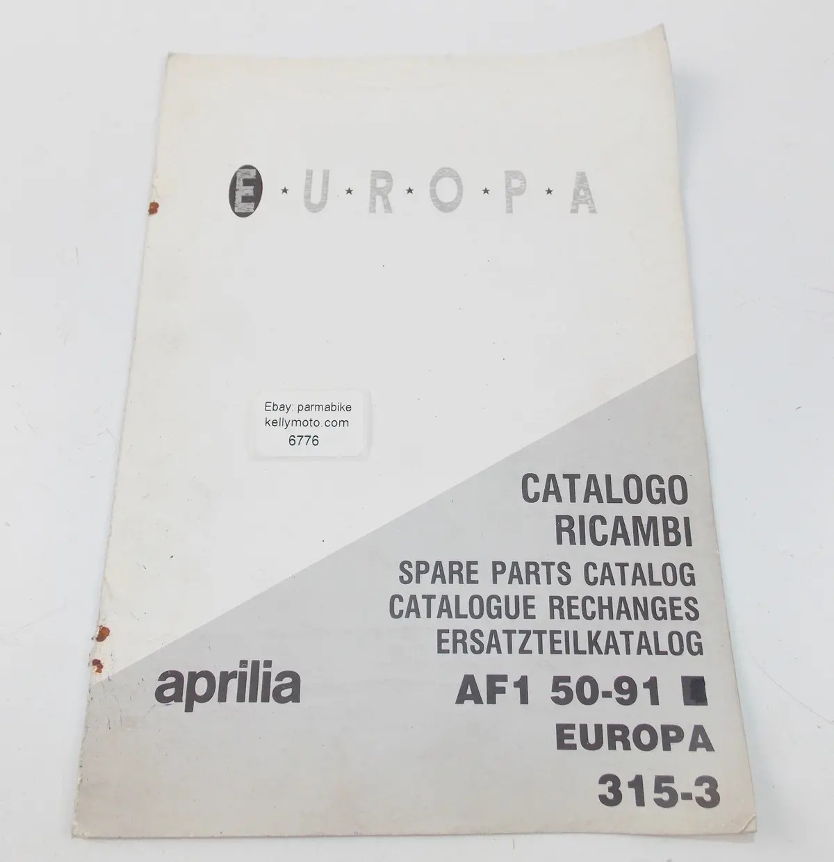 1991 Aprilia Af1 50 Europa Spare Parts Catalog Supplement Manual Book 315-3 1