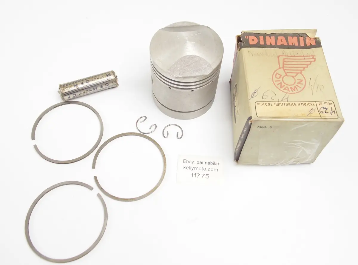 Nos Dinamin Piston + Rings + Clips + Pin D. 62.4 Mm Mondial 175 Sport 1