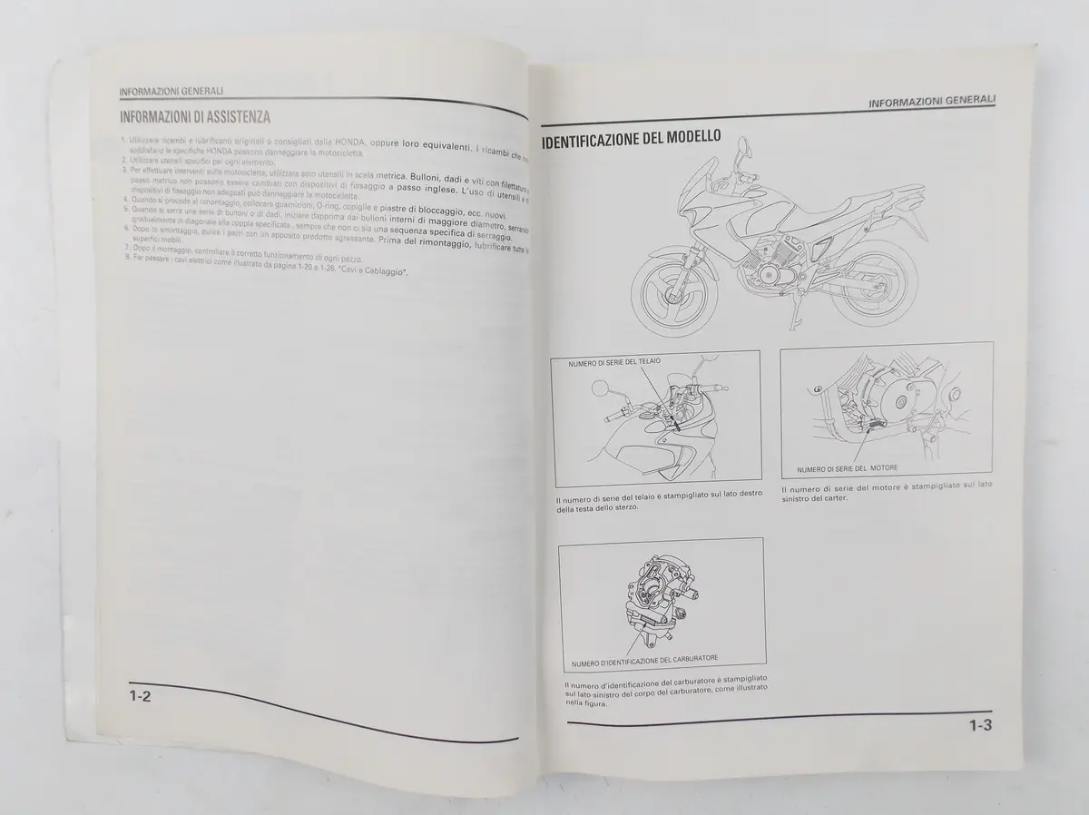 Honda Xl 125 V1 Service Manual Repair Book Italian 2