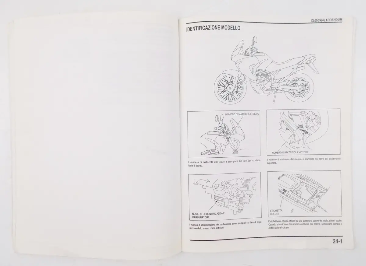 Honda Xl650v Workshop Manual Repair Mechanical Service Book Italian 2